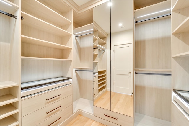 walk in closet featuring hardwood / wood-style flooring