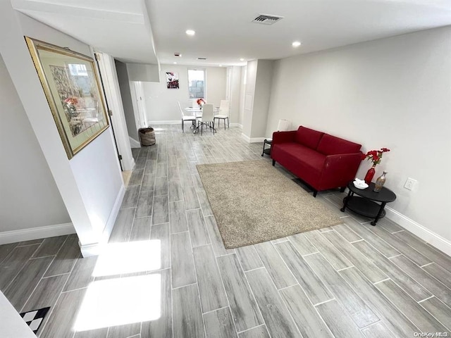 interior space with light hardwood / wood-style flooring