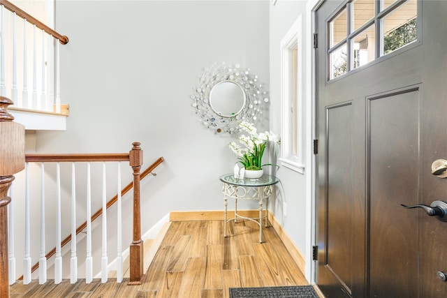 foyer entrance featuring light hardwood / wood-style floors