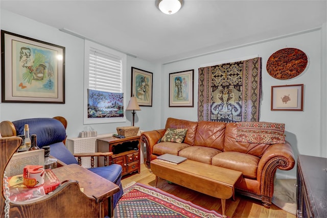 living room with light wood-type flooring