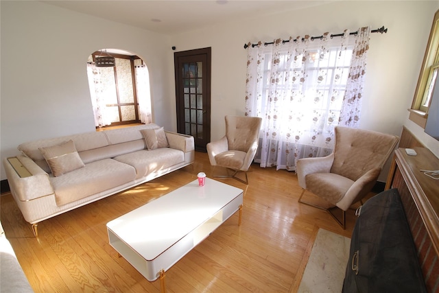 living room featuring light hardwood / wood-style floors