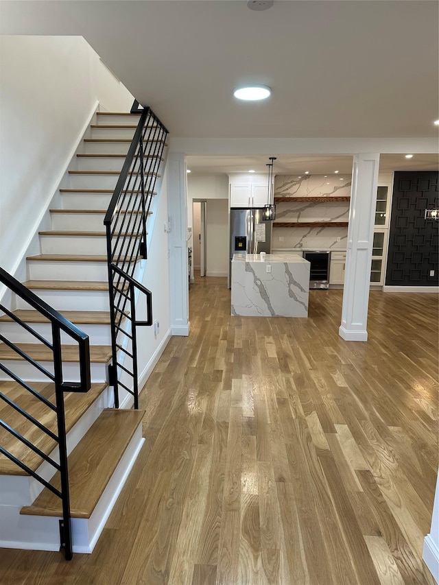 interior space with light hardwood / wood-style flooring