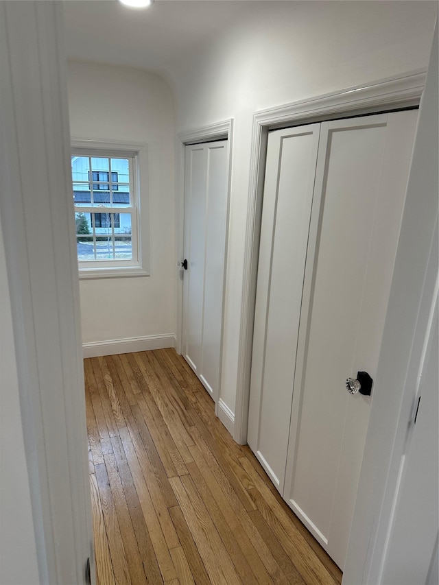 hall featuring light hardwood / wood-style floors