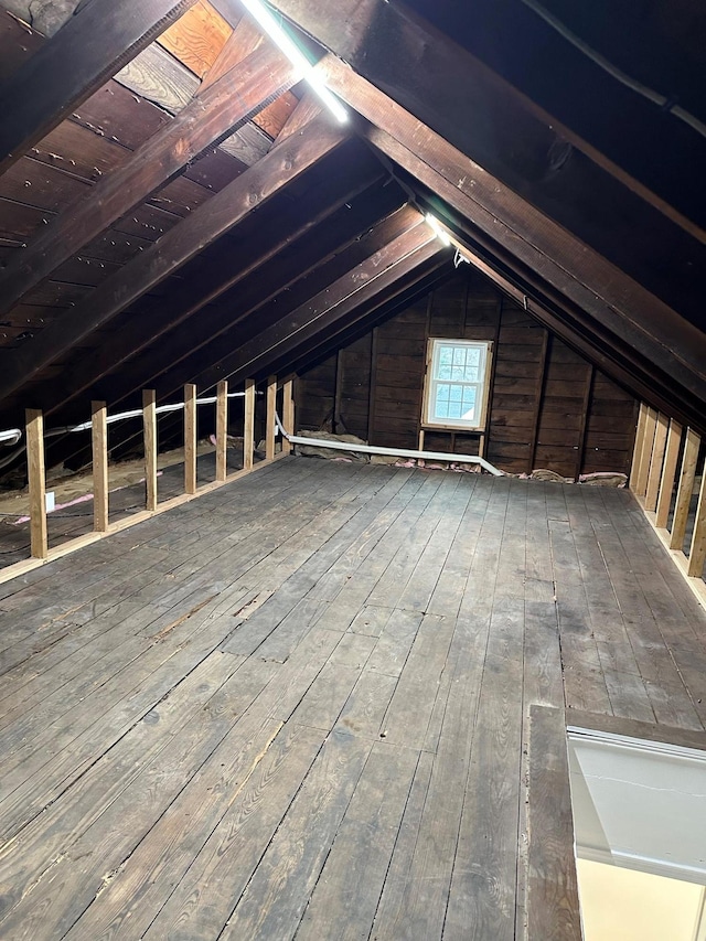 view of unfinished attic