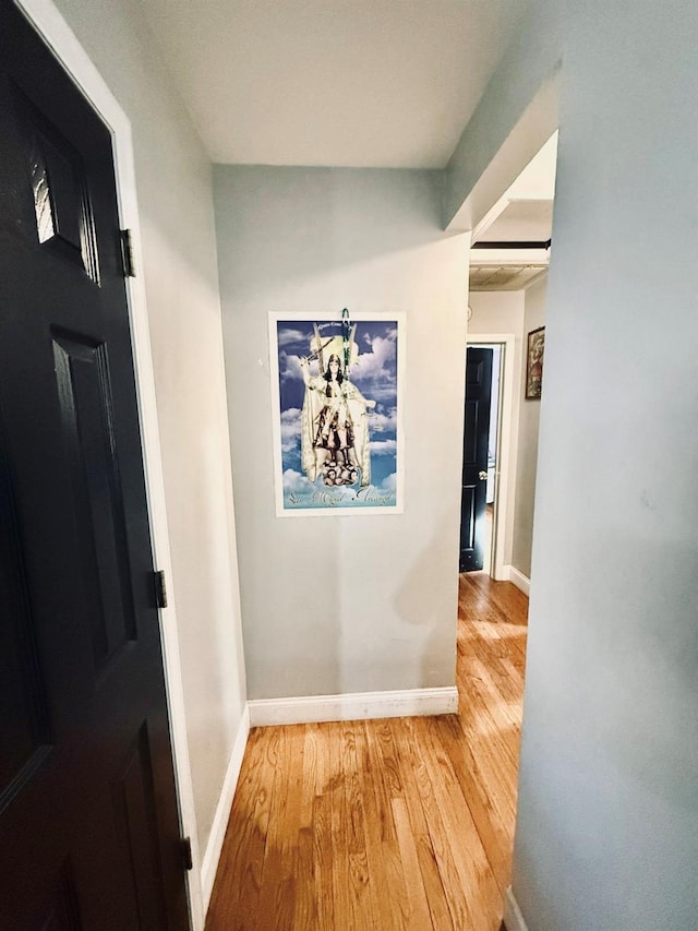 hallway with wood-type flooring