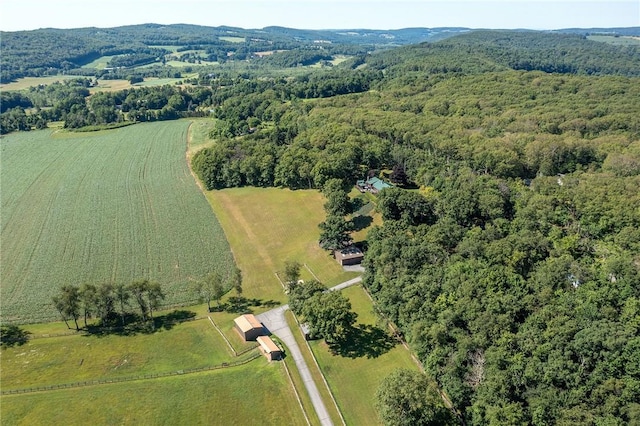 aerial view featuring a rural view