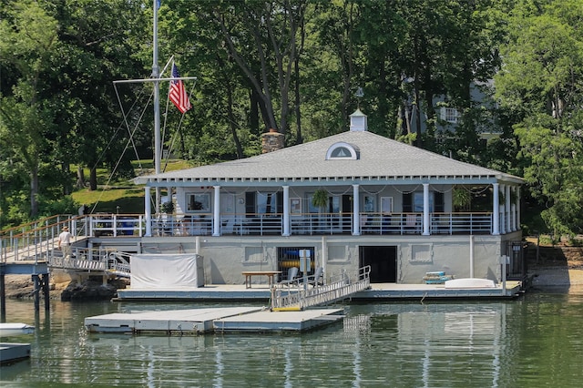 dock area featuring a water view