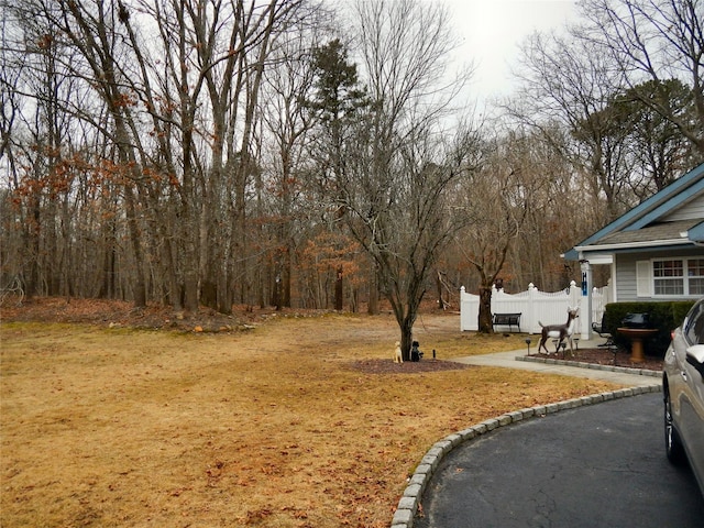 view of yard with fence