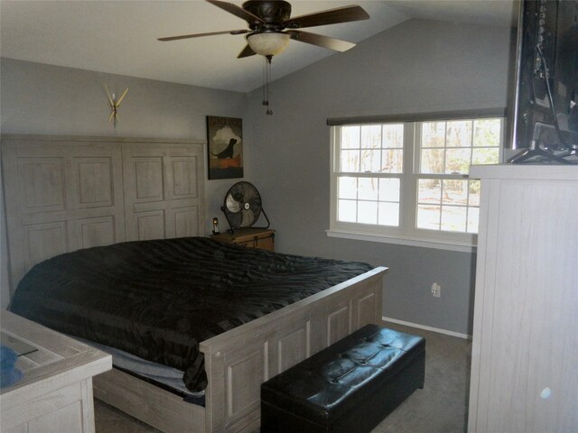 11 Westchester Ct, Middle Island, NY 11953 - bedroom with ceiling fan, carpet, baseboards, and vaulted ceiling