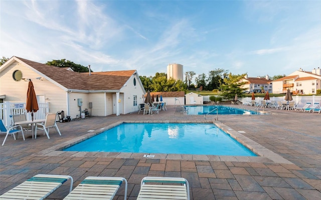 view of pool featuring a patio