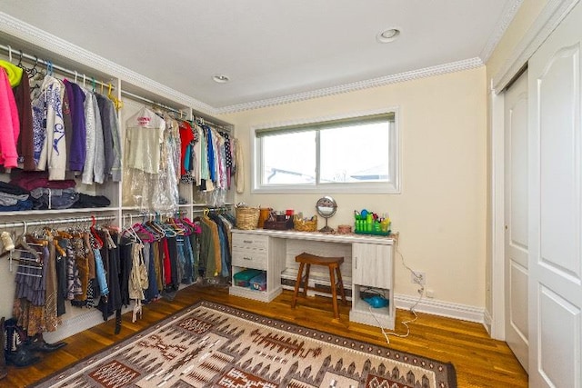 spacious closet featuring hardwood / wood-style floors