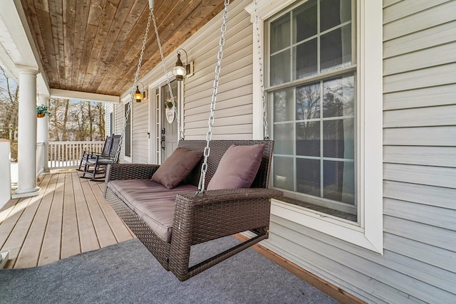 deck featuring a porch