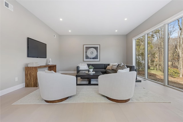 living room featuring light hardwood / wood-style flooring