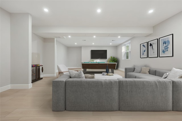 88 Byram Ridge Rd, Armonk, NY 10504 - living room with recessed lighting, baseboards, and billiards