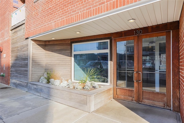 view of exterior entry with french doors