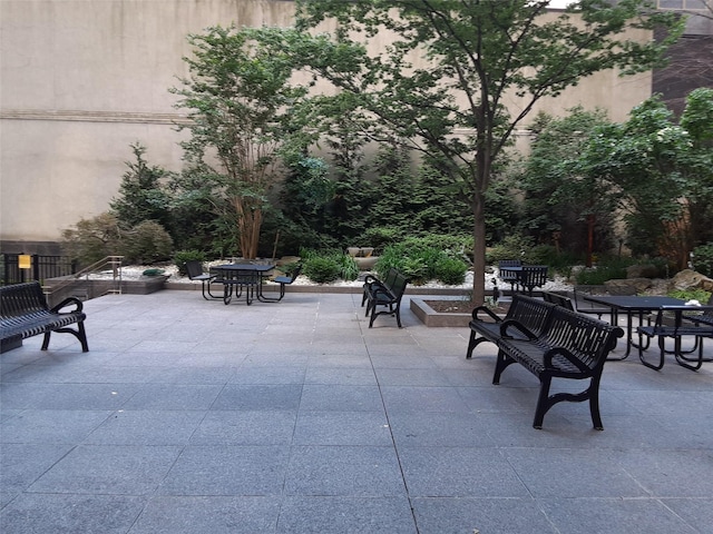 view of community featuring a patio area