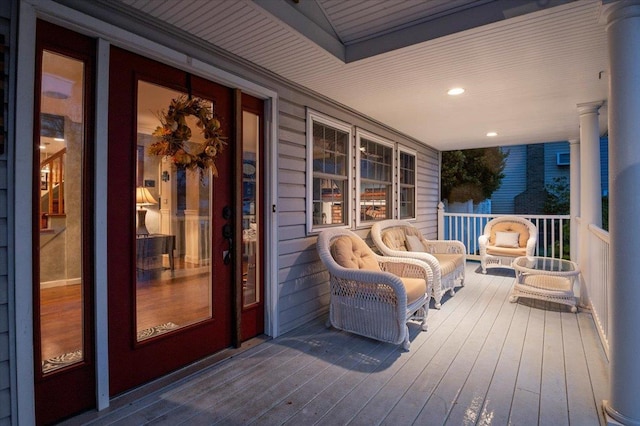 wooden deck featuring a porch