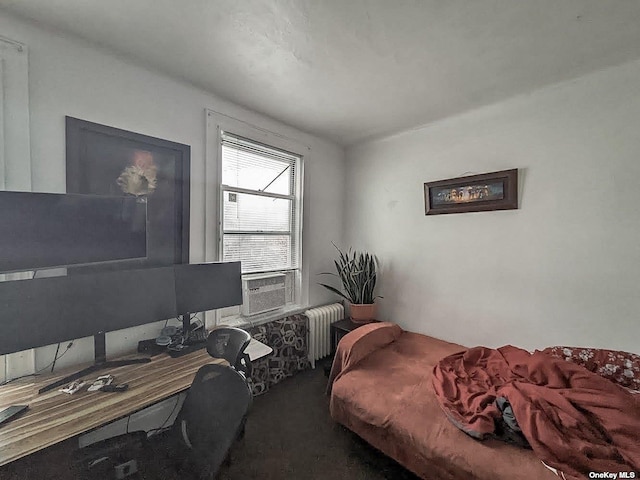 bedroom featuring radiator