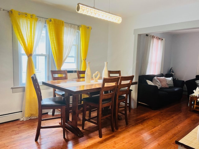 dining area with wood-type flooring