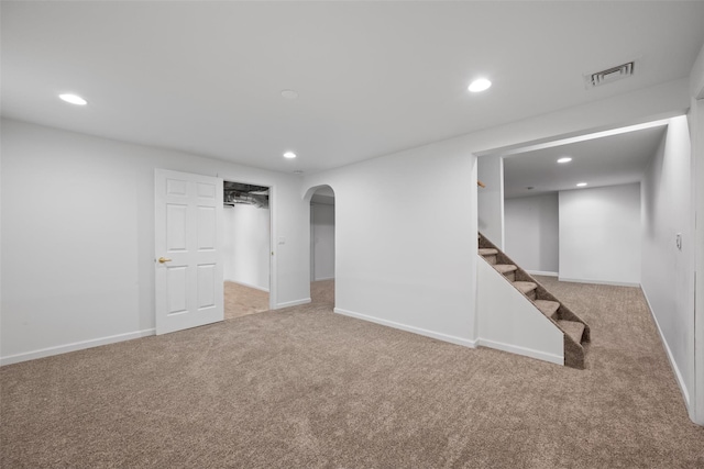 basement with carpet