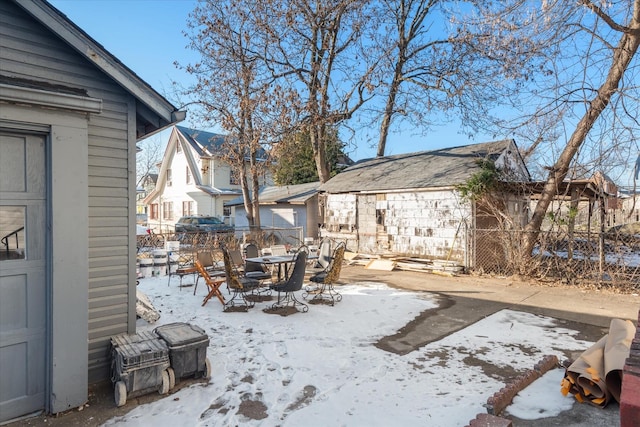 view of yard covered in snow