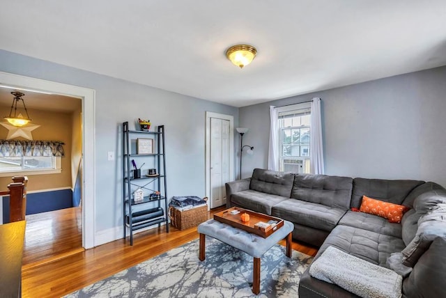 living room featuring hardwood / wood-style flooring