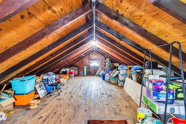 view of unfinished attic