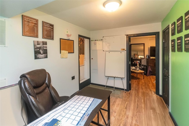 office space featuring light hardwood / wood-style flooring