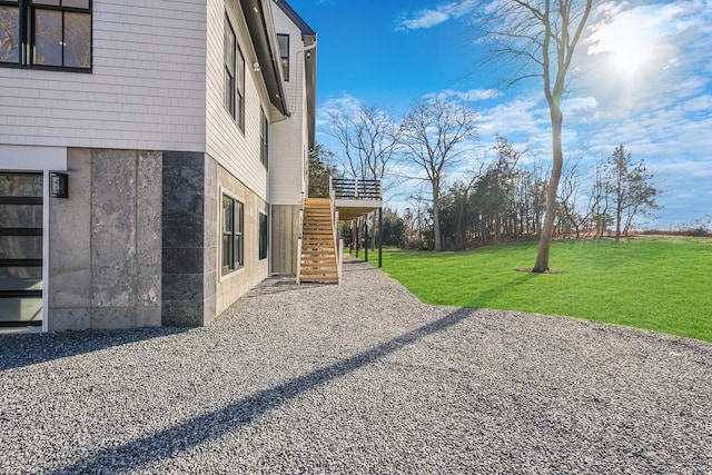 view of yard with a deck