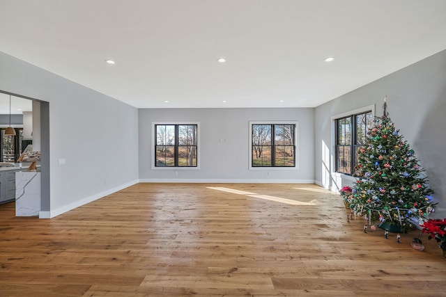 unfurnished living room featuring light hardwood / wood-style floors