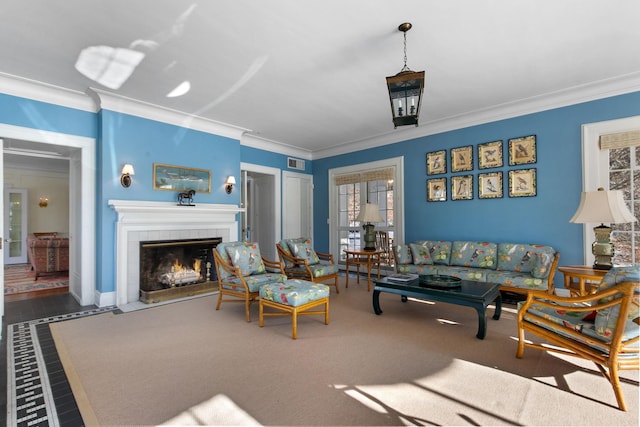 36 Revolutionary Rd, Briarcliff Manor, NY 10510 - living area with ornamental molding and a fireplace