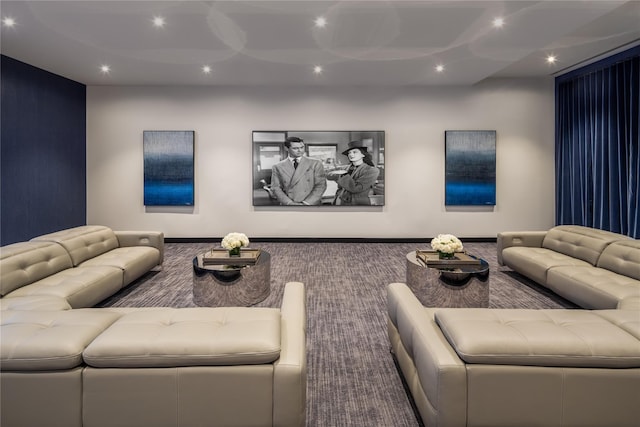 home theater room with carpet