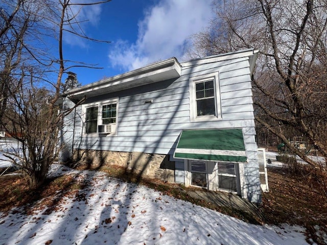 view of snow covered exterior