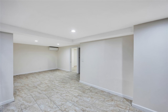 basement with an AC wall unit