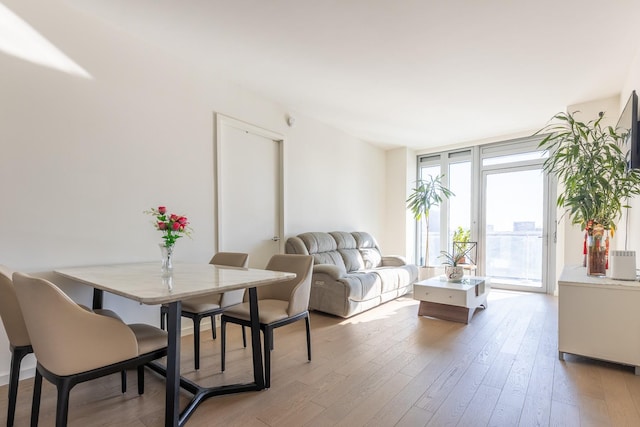 living room with hardwood / wood-style flooring and floor to ceiling windows