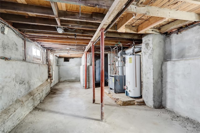 basement with gas water heater