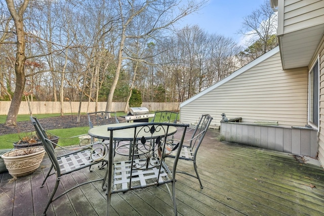 deck featuring area for grilling