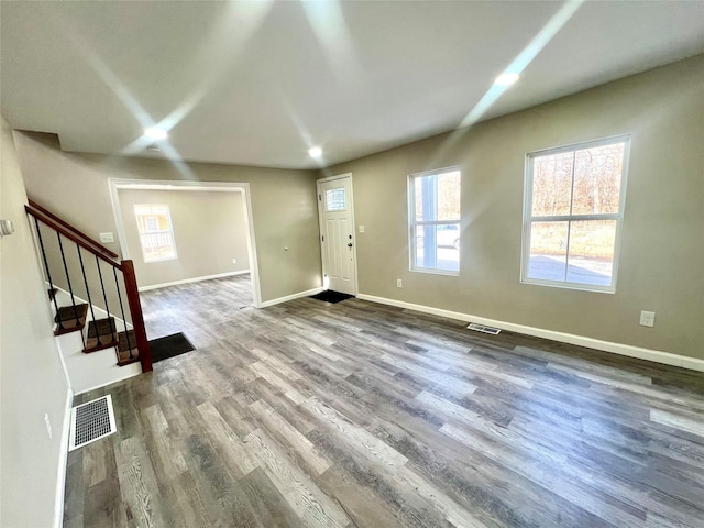 foyer with hardwood / wood-style flooring