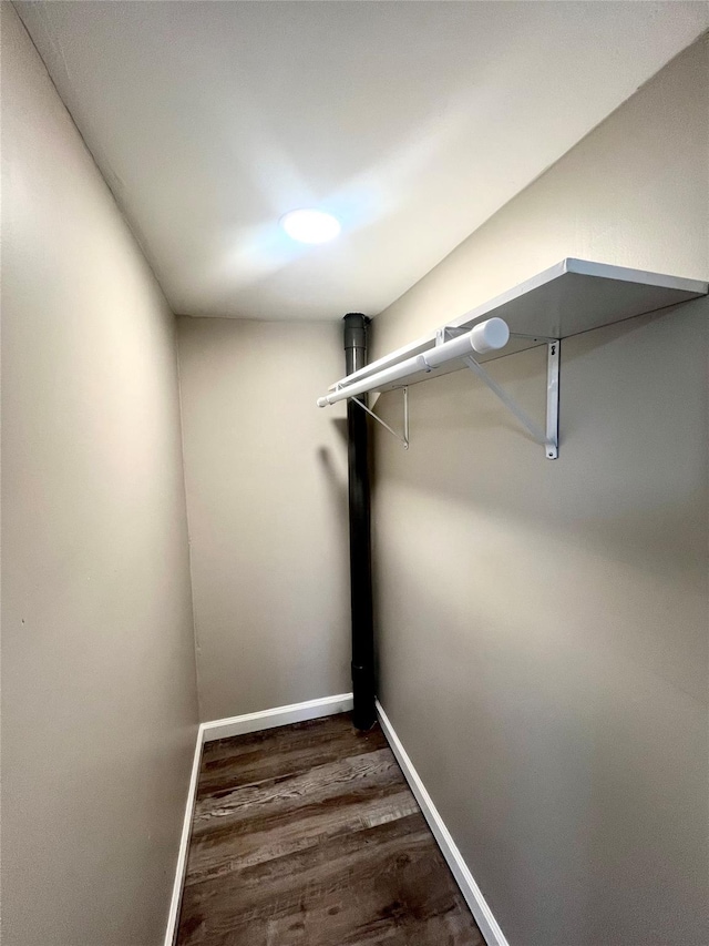 spacious closet featuring dark hardwood / wood-style flooring