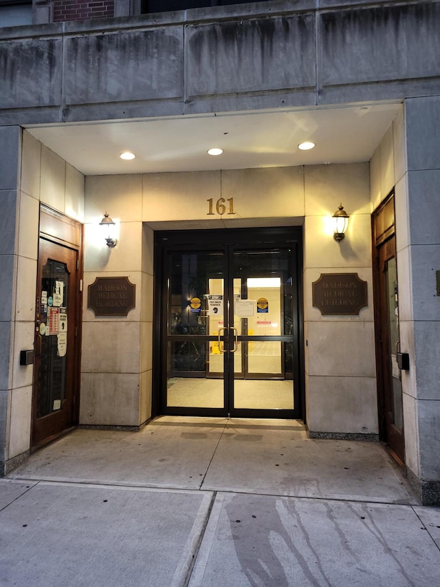 view of exterior entry with french doors