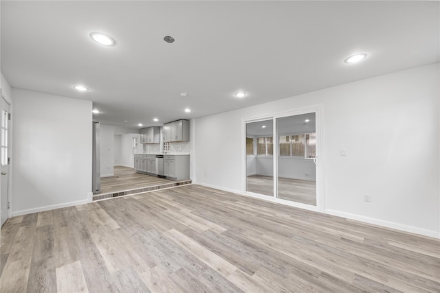 unfurnished living room with light hardwood / wood-style floors