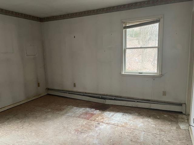 empty room with baseboard heating