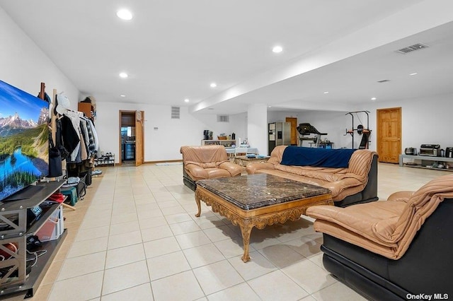 view of tiled living room