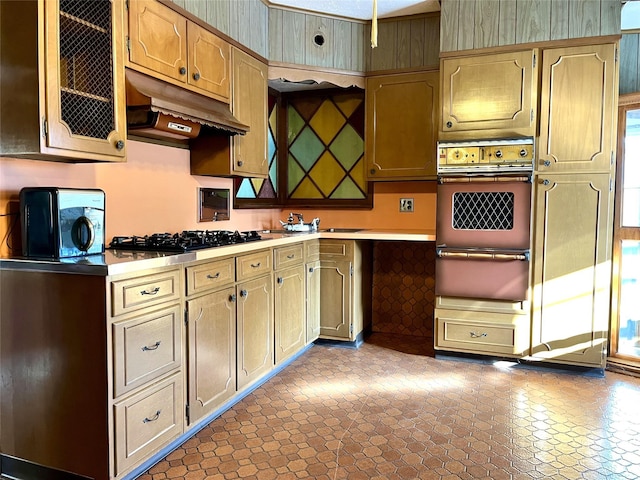 kitchen with wall oven, stainless steel gas cooktop, and sink