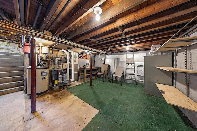 basement with gas water heater