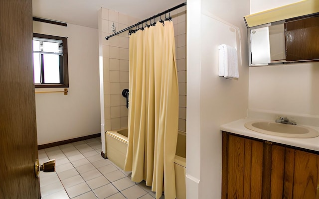 528 Barberry Ln, New Windsor, NY 12553 - bathroom featuring shower / tub combo with curtain, tile patterned flooring, and vanity