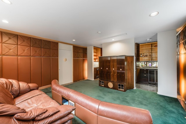 view of carpeted home theater