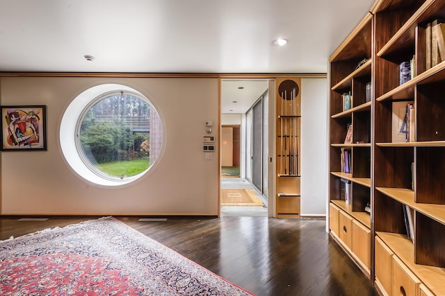 foyer with dark hardwood / wood-style flooring