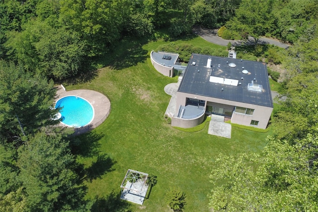 3 Paddock Ct, Old Westbury, NY 11568 - view from above of property featuring a pool area