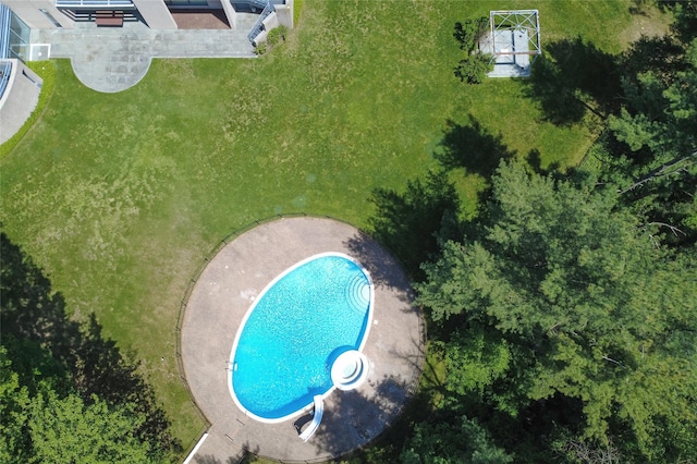 3 Paddock Ct, Old Westbury, NY 11568 - drone / aerial view of a pool area